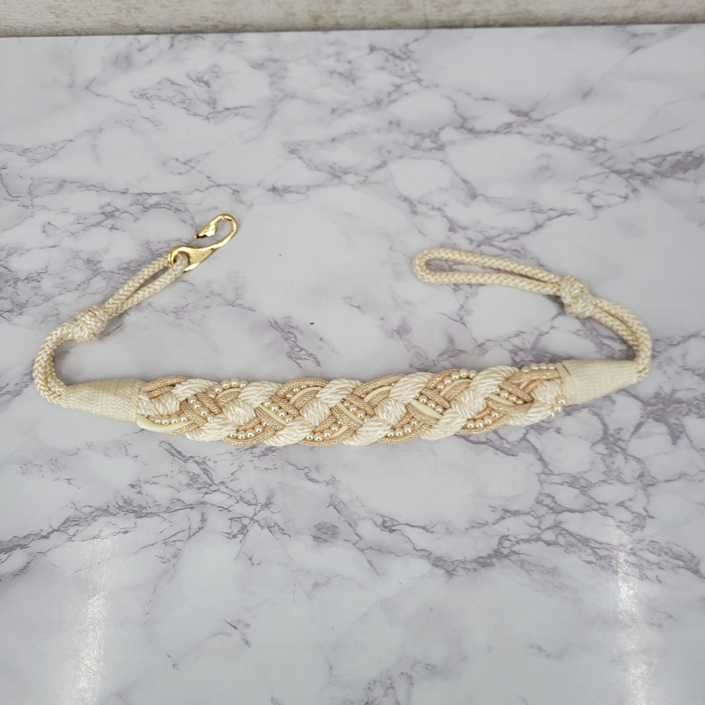 Vintage Braided Cream and Ivory Women’s Belt
